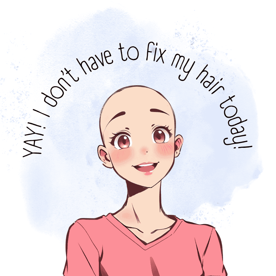 happy bald woman