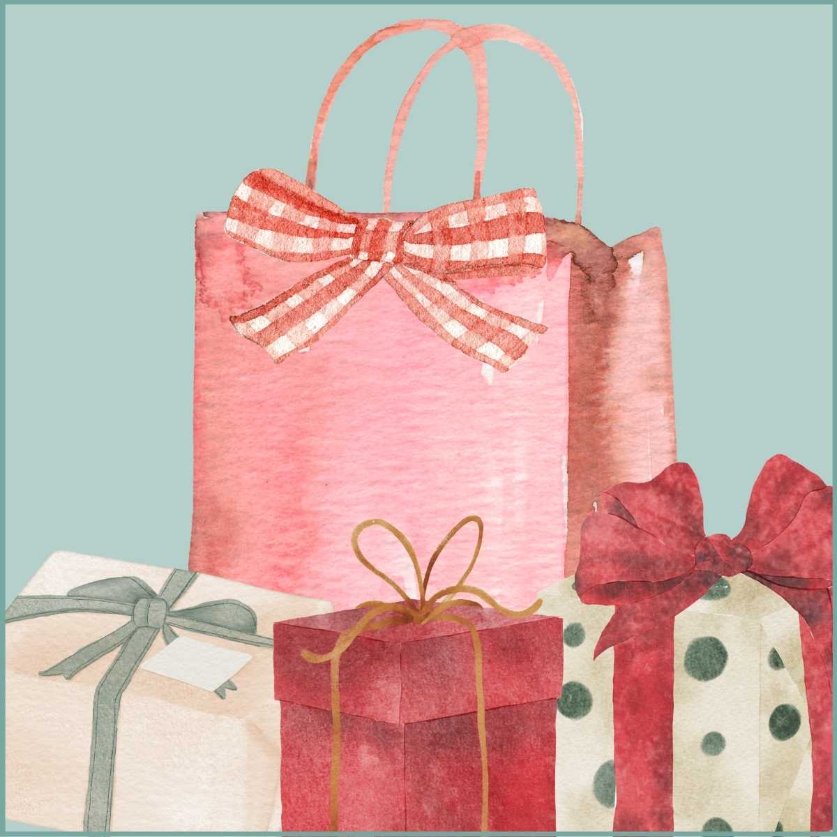 Christmas gift bag and boxes