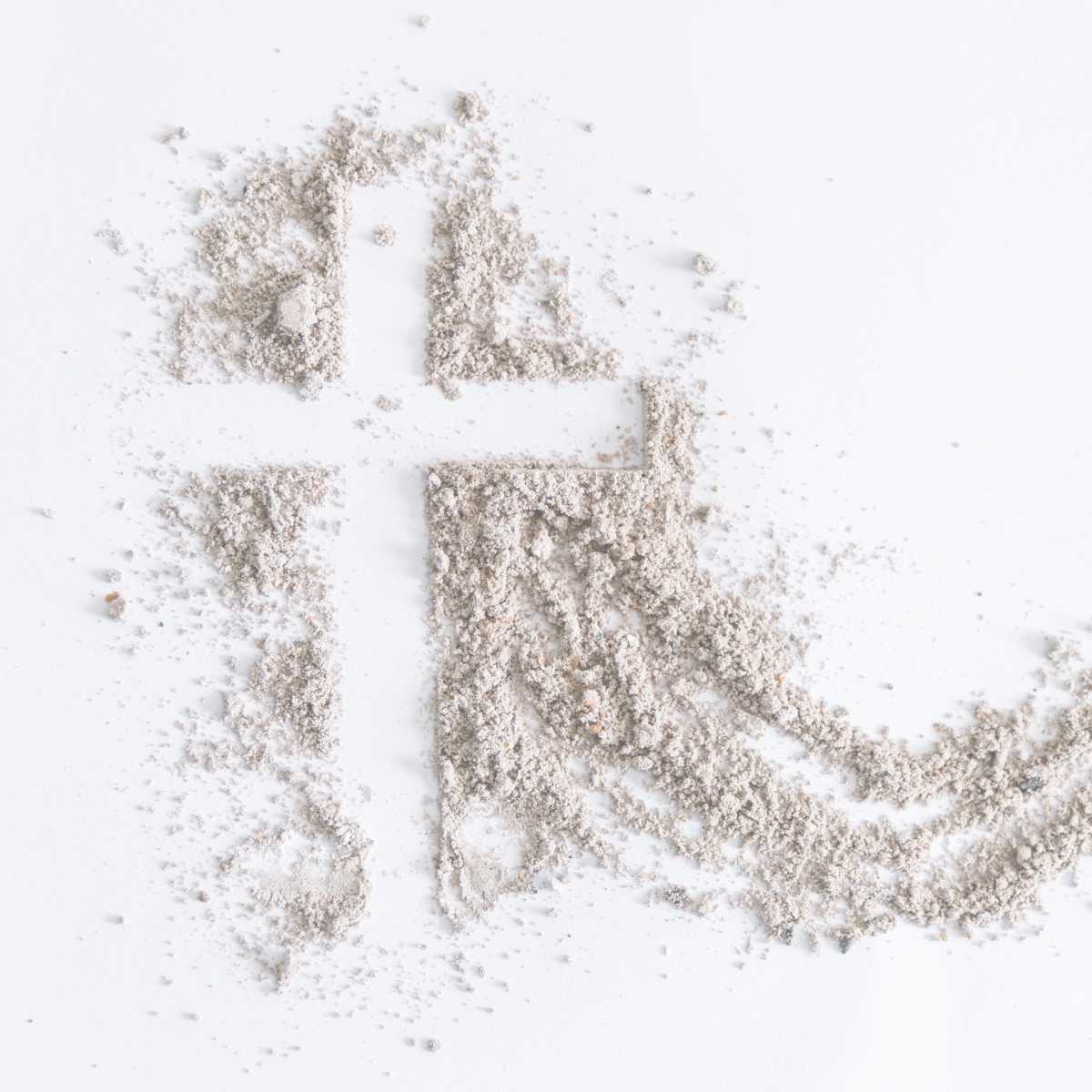 a cross made from lenten ashes