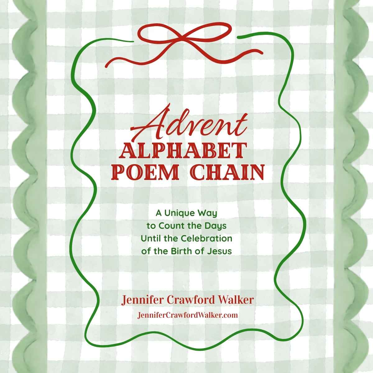 Advent Alphabet poem title on green check