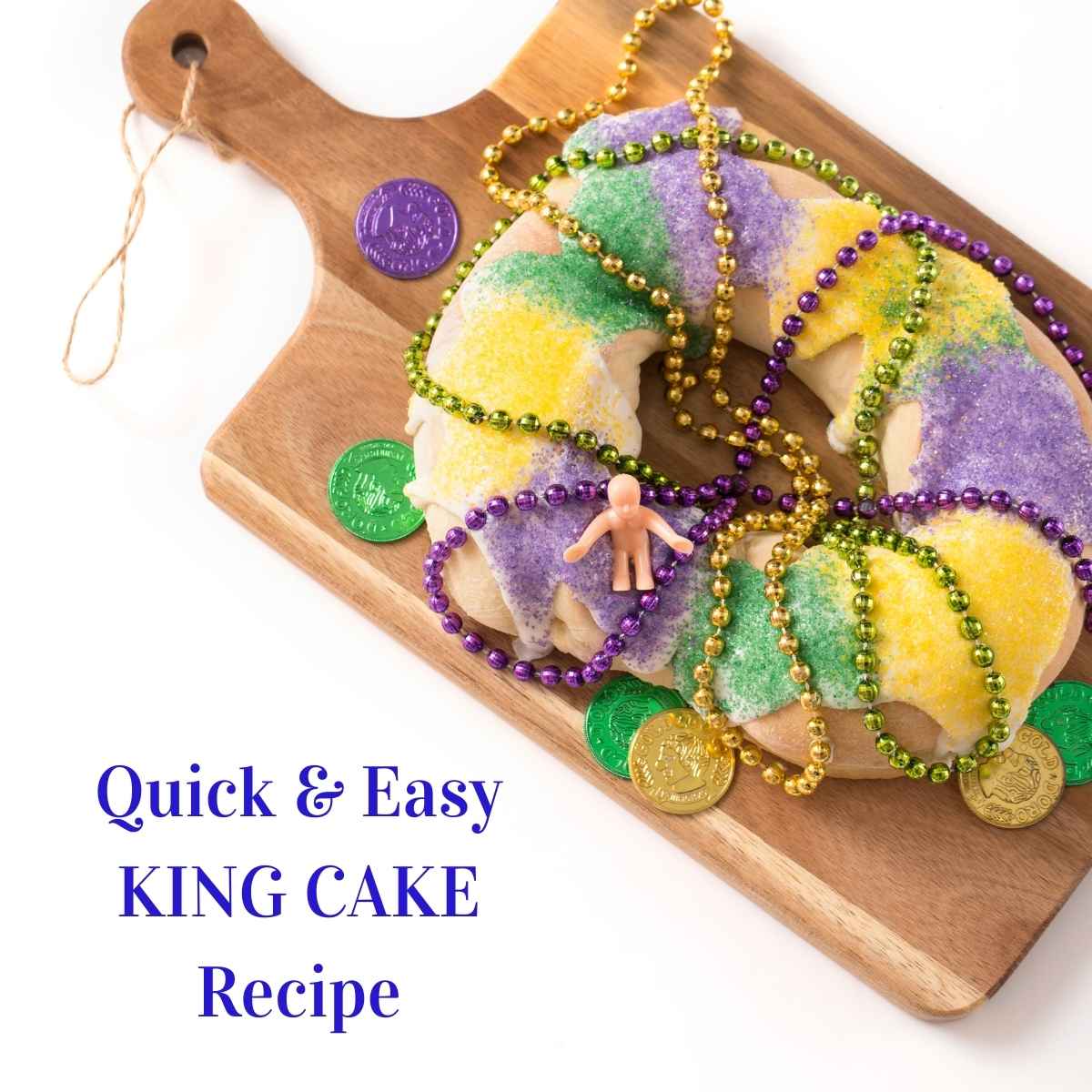 king cake on a cutting board