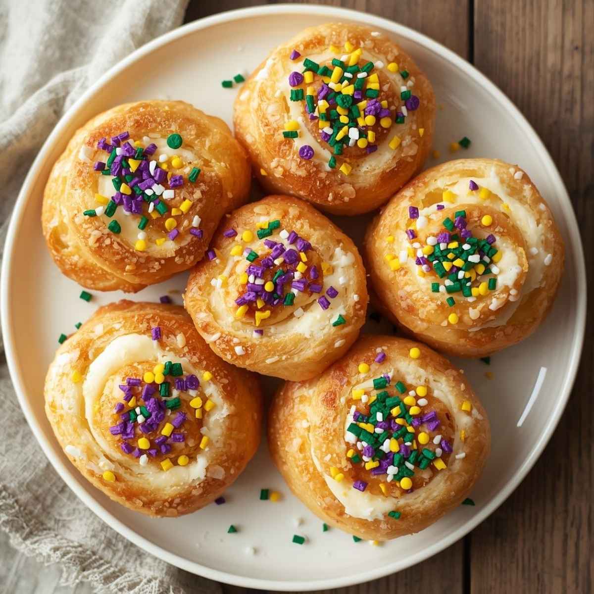 plate of king cake rolls