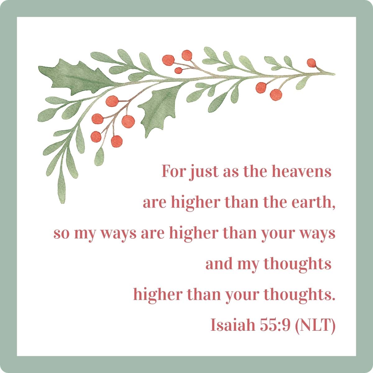 christmas holly and Bible verse