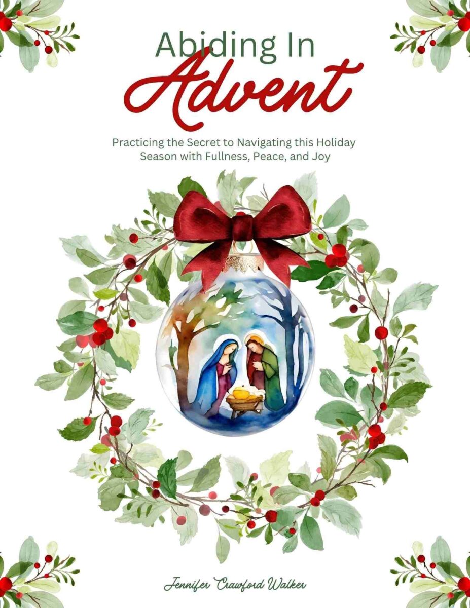 Wteath with nativity ornament in the middle